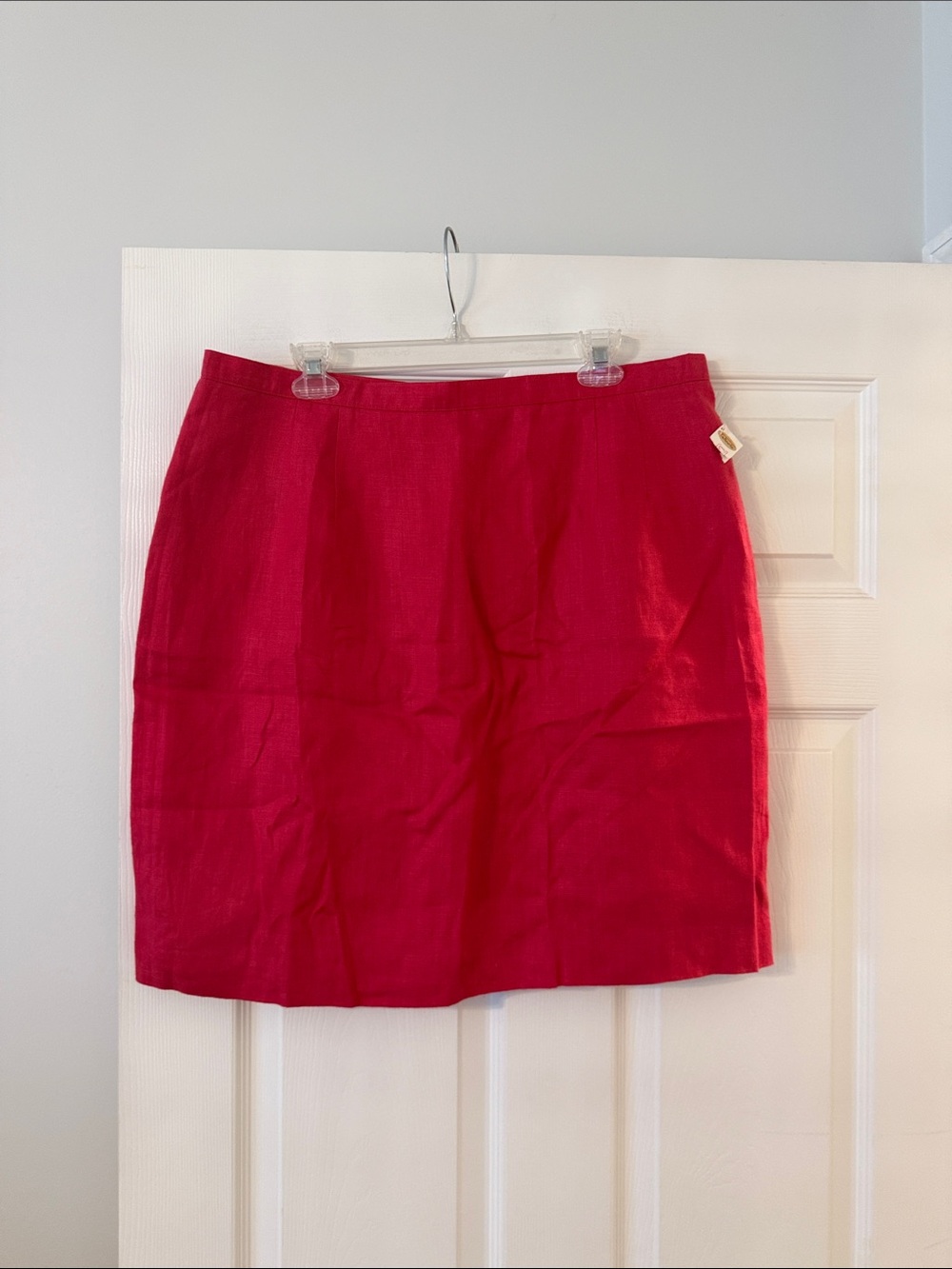 Talbots Bright Red Mini Skirt 100% linen brand new size 20 length 22โ waist 36โ